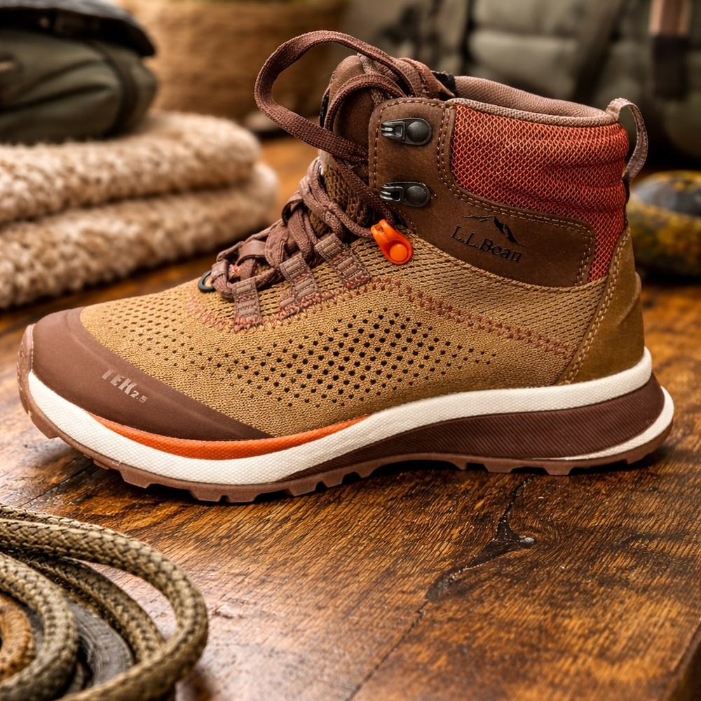 L.L. Bean Men's Brown and Orange Trail Mid Hiking Boot